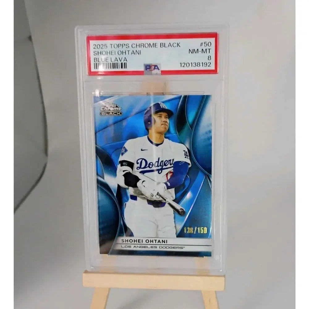 2025 Topps Chrome Black Shohei Ohtani #50 Blue Lava Refractor SP 138/150 PSA